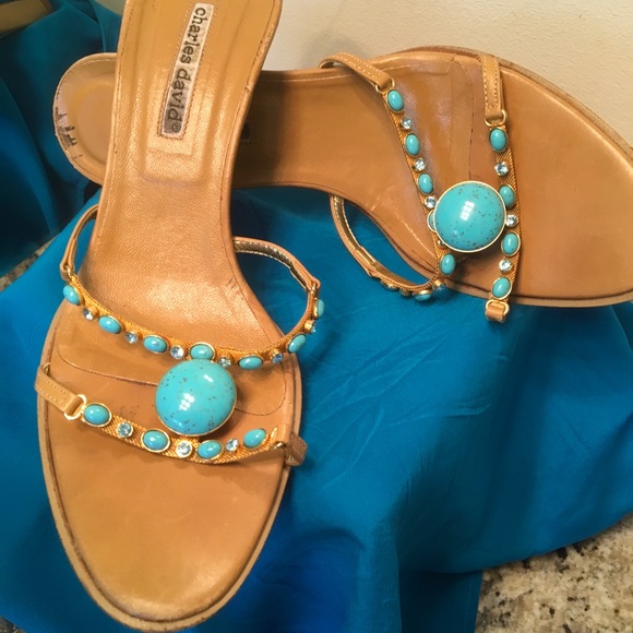 CHARLES DAVID Dress stiletto Strappy heels slip on - Picture 3 of 13